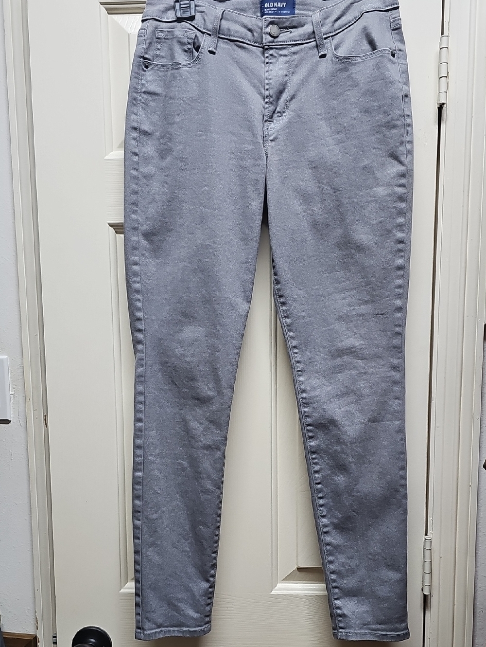 Old Navy Gray (With Fine Silver Fleck) Rockstar Mid-Rise Jeans